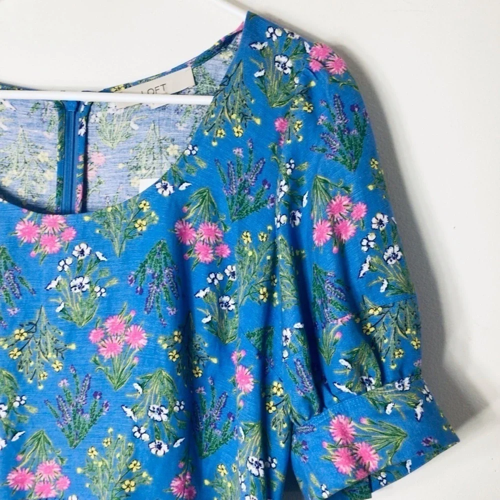 Nwt loft dress women 6 blue floral - Picture 3 of 8